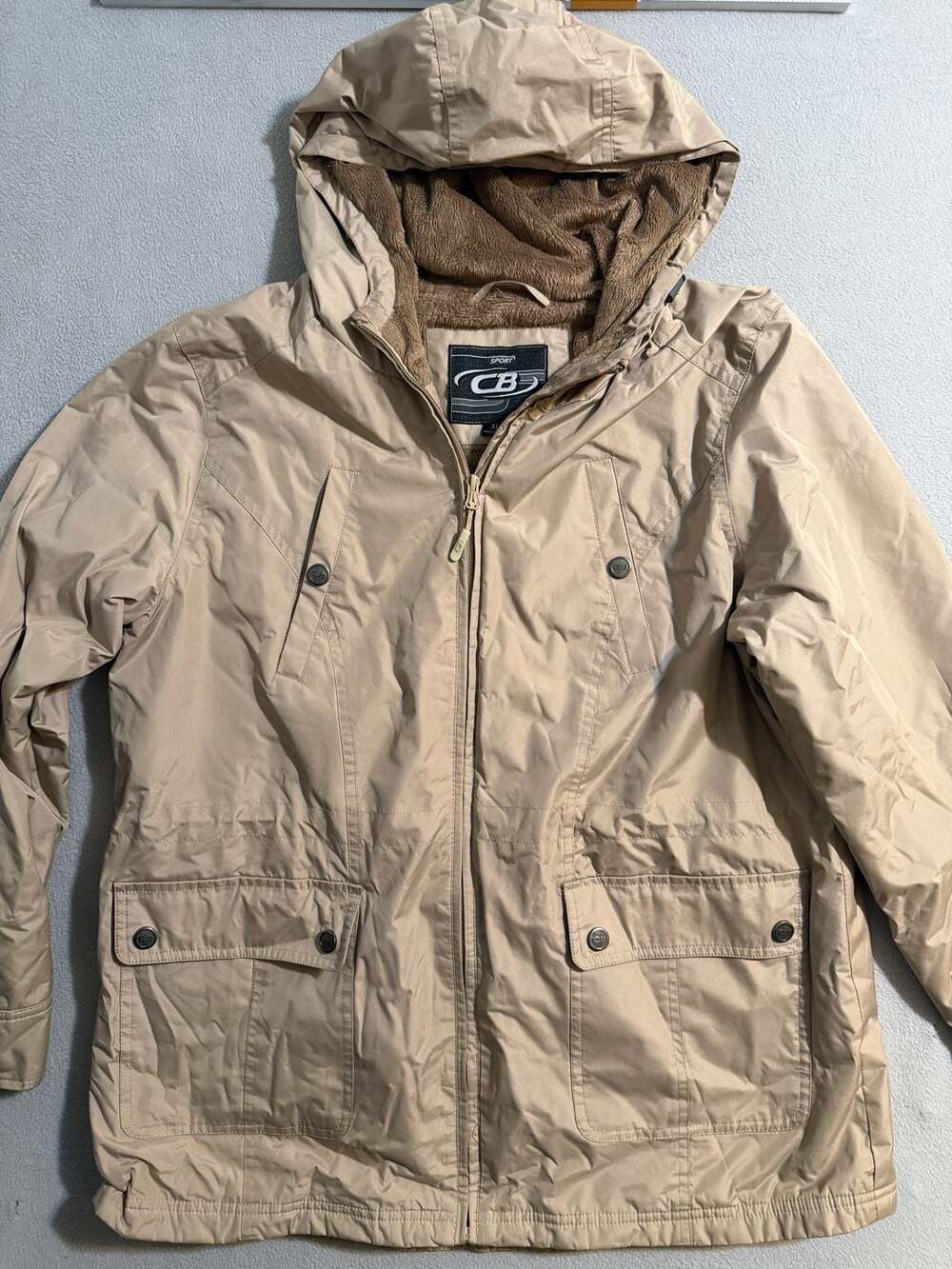 CB Sport Men's Fleece-Lined Hooded Utility Parka Jacket Khaki